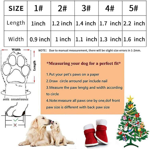 URBEST 2 Pairs Santa Red Christmas Puppy Shoes Boots, 5#