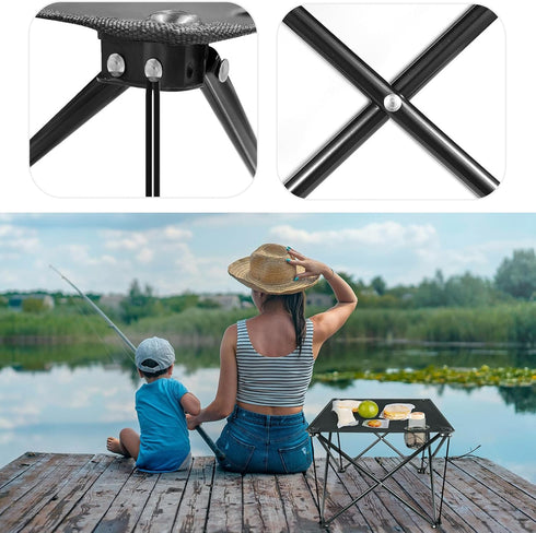 Small Folding Camping Table with 2 Cup Holders & Carry Bag, Rollup Beach Table for Outdoor Cooking, Picnic, and Party
