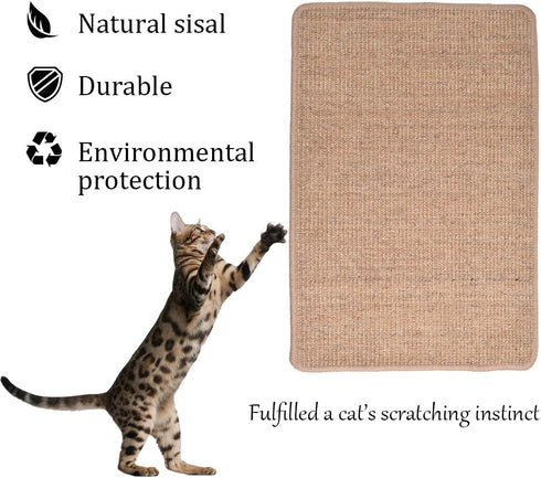 Cat Scratch Pad, Natural Sisal Cat Scratcher Mat Kitty Scratching Post Anti-Slip Cats Sleeping Carpet for Grinding Claws Protect Furniture