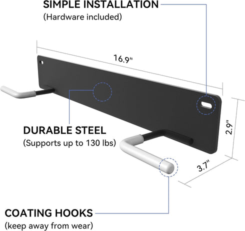 Golf Bag Wall Mount Rack - Durable Storage Organizer for Garage Wall, Hangers, Expand Storage Space