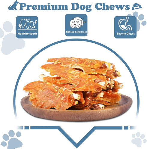 32 oz 4-4.5 Inch Chicken Jerky with Twist Rawhide Sticks for Dogs, - High Protein Real Chicken Breast Dog Chews - Long