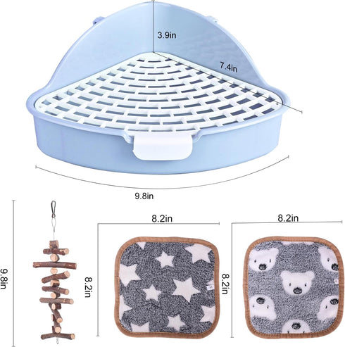 RUBYHOME Triangle Potty Trainer Pet Pan for Baby Rabbit, Chinchillas, Small Guinea Pigs, Ferret, Galesaur, Corner