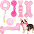 Puppy Toys 6 Pack | Cute Pink Chew Toys for Puppies | Soft Durable Interactive Teething Toys for Small Dogs