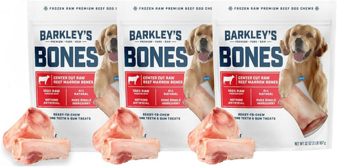 Barkleys Bag Beef Marrow Bones, Frozen Dog Treats, Single Ingredient Center Cut