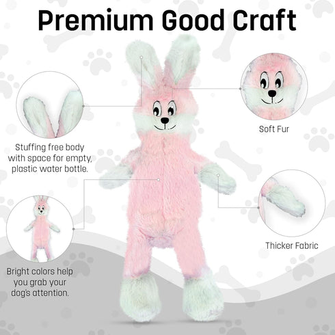 FGA MARKETPLACE Pink Rabbit-Duck Flat Plush Dog Toy, No Stuffing No Squeak, Recommended for Small Medium Dogs