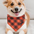 Dog Bandana Fall Large-Orange Brown Dog Scarf Buffalo Plaid Printing Adjustable Bib Handkerchief Accessories for Medium