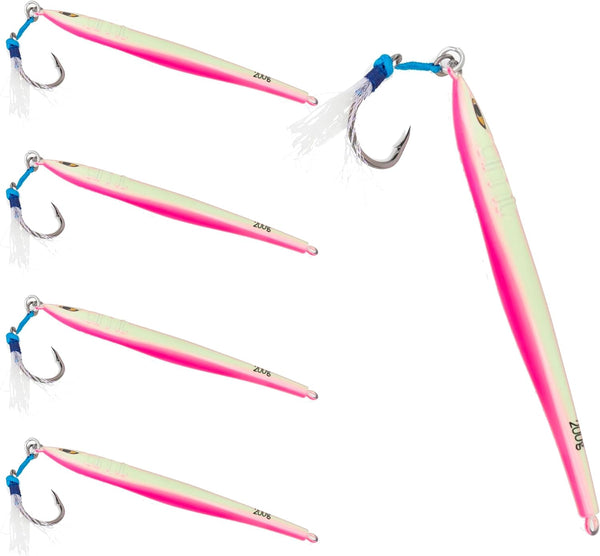 200g Offshore Jigs - Multi Species. Packs: 1, 5, 10 Green, Pink.