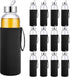 Vesici 12 Set 18 oz Clear Glass Water Bottles, Reusable Juicing Bottles with Protection Sleeve and Lids