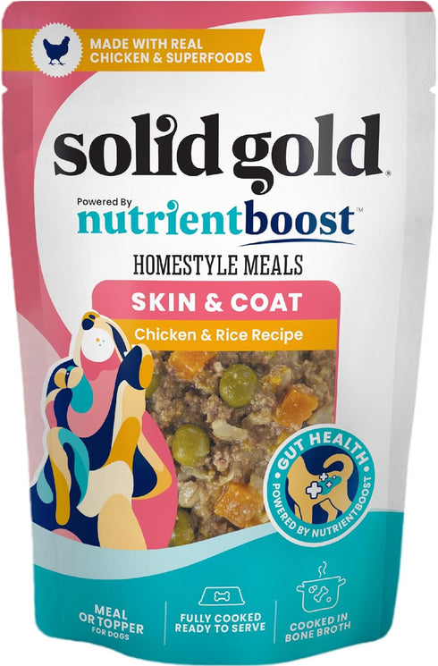 Solid Gold Homestyle Meals Healthy Dog Food Topper, Soft Dog Food with Real Chicken, 9 oz, 6 ct