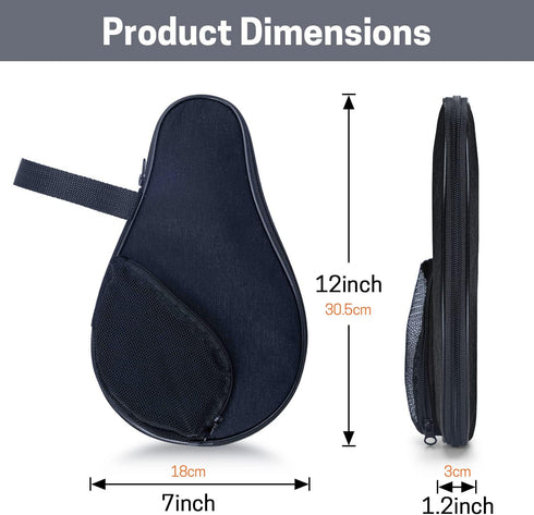 VISEMAN Table Tennis Racket Cover, Ping Pong Paddle Case, Portable Waterproof Table Tennis Bat Bag to Hold 2 Paddles 5 Balls
