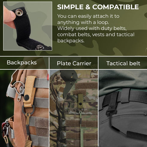 TECEUM Tactical Pistol Lanyard, 3+ Colors, Equipment Accessories for Military, Police, Security, Anti-Loss Elastic Coil