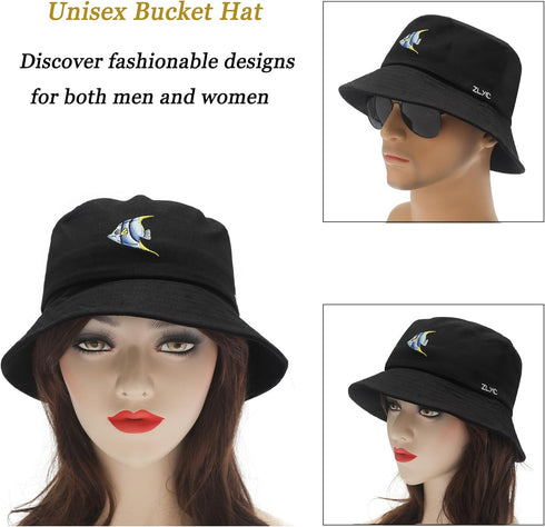 ZLYC Unisex Fashion Embroidered Bucket Hat, Summer Fisherman Cap for Men, Women, and Teens