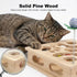 Pine Wooden Cat Puzzle Box, Interactive Maze & Scratch Enrichment Toy, Puzzle Toys for Indoor Cats with Sisal Wand