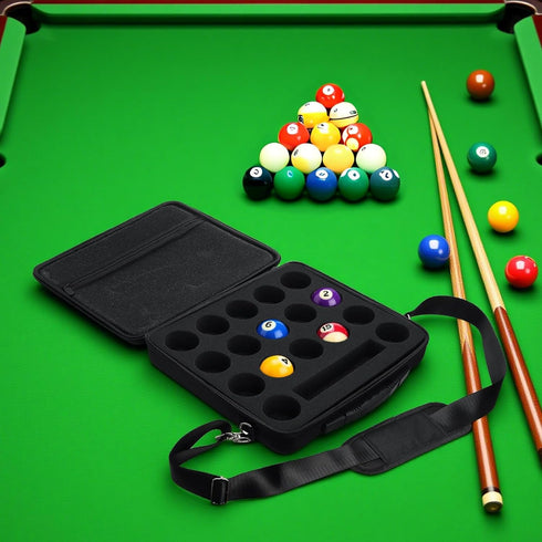 17 Set Pumtus Pool Ball Carrying Case, Billiard Balls Storage Bag with Handle & Adjustable Shoulder Strap, EVA Pool