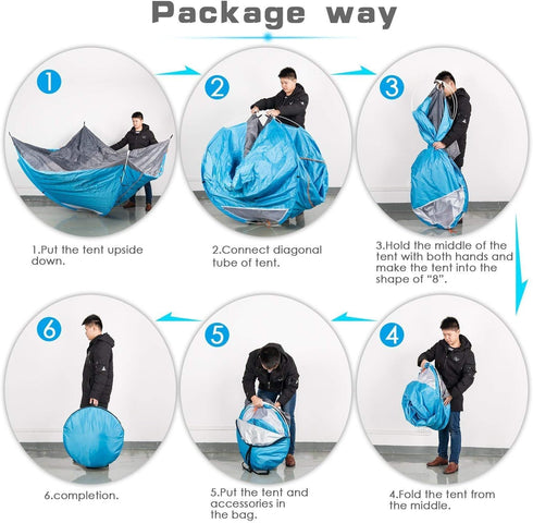 Waterproof Instant Pop Up Tent for 3-4 Person Camping, Instant Set Up Outdoor Hiking Shelter
