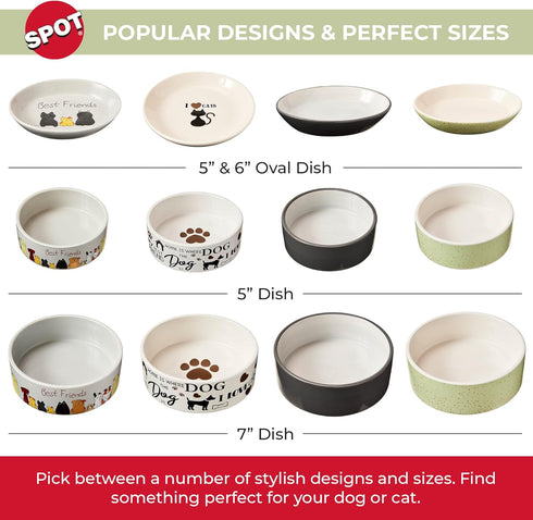 SPOT by Ethical Products - Heavy Ceramic High Gloss Dog Bowl, Durable Cat Bowl, Dishwasher Safe, 7" SPECKLED DOG DISH