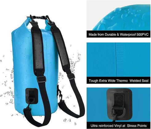 Piscifun Waterproof Floating Dry Bag Backpack 5L/10L/20L/30L/40L with Phone Case for Boating, Kayaking, Fishing