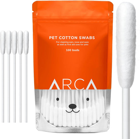 Cotton Swabs for Dogs and Cats, Extra Long Stick Ear Cleaning Kit for Pets, 100 Buds