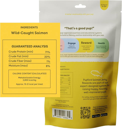 Pupford Crunchy Jerky Treats for Dogs & Puppies, Made in USA, Single Ingredient, No Fillers (Salmon, 8 oz)