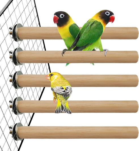Hamiledyi Bird Perch for Cage, 5 Piece Set Natural Wood Perch for Small and Medium Birds