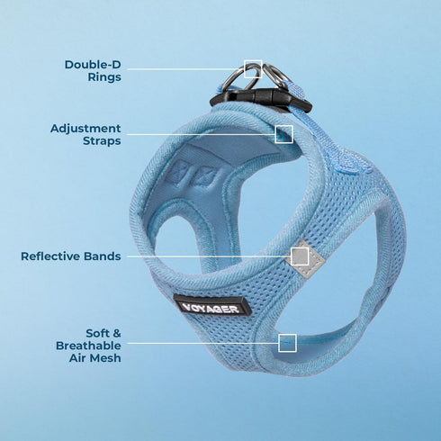 Best Pet Supplies All Weather Mesh Reflective No Pull Harness for Small Medium Dogs, Cats - Baby Blue, Size L
