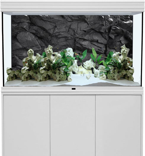 AWERT 30x18 inches Black Rock Stone Aquarium Background Vinyl for Fish Tank and Rocky Terrarium
