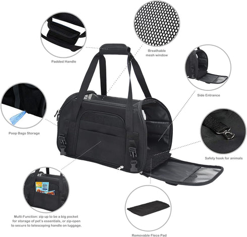 JESPET Soft-Sided Kennel Pet Carrier for Small Dogs, Cats, Puppy, Airline Approved Cat Carriers Dog Carrier