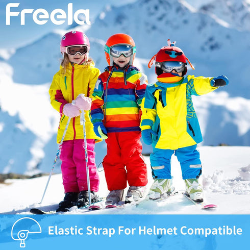 Freela Kids Ski Snowboard Goggles for Toddler(3-14), Youth Anti Fog Anti UV Goggles for Girls Boys