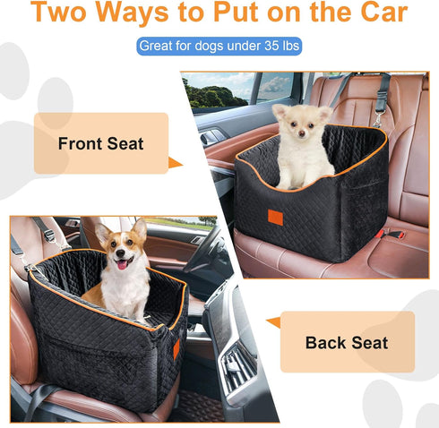 XIEEAOZEE 35 lbs, Dog Car Seat for Small Dogs, Memory Foam Booster Dog Seat for Dogs up to Elevated Pet Car Seat