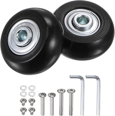 uxcell 40x18mm Replacement Luggage Wheels Repair Kit with 4 PU Bearing Wheels, Washers, Wrenches & Axle Screw