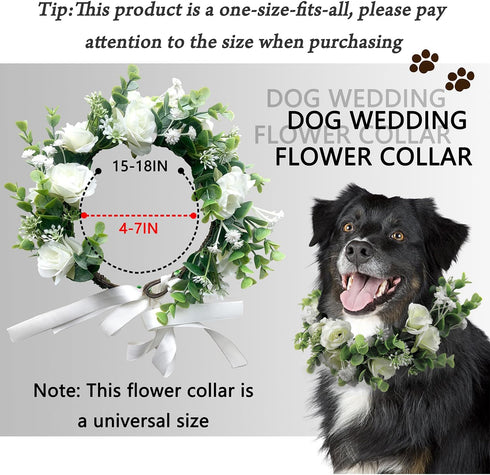 Dog Wedding Flower Collar, Flower Crown for Weddings, Rose Flower Crown, Pet Photo Prop for Cats and Dogs