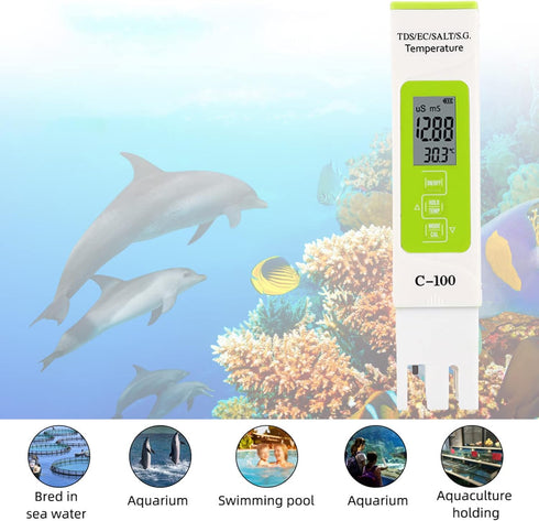 C-100 5 1 Multifunctional in Salinity TDS EC Seawater Test Pen Water Quality Tester Detector