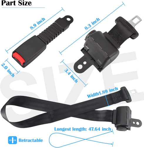 Dewkake 4pcs Golf Cart Seat Belts Kit, Universal Retractable Front and Rear Golf Cart Seat Belt Kit for EZGO, Club Car