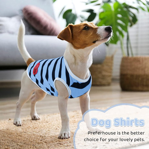 Pet Dog Striped T-Shirt Dogs Cats Cotton Vest Spring Summer Pet Apparel Tee Shirt Suitable for Small and Medium Large Pets French BullDog Bichon