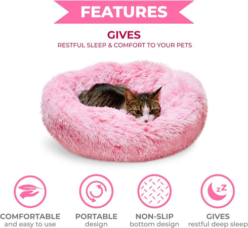 Cat Bed, Washable Cat Beds for Indoor Cats, Calming Pet Bed, Large Cat Bed, Kitty Kitten Bed