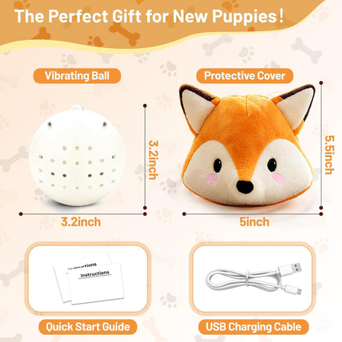 Interactive Fox Puppy Toy for Anxiety & Boredom Relief - Automatic Self-Moving, Bouncing & Vibrating with Sound