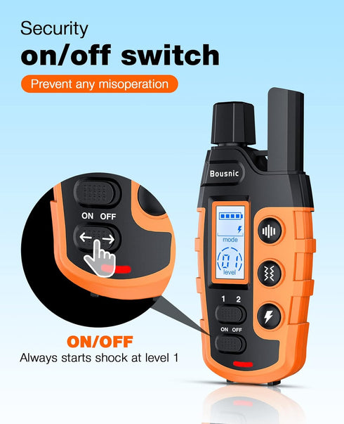 Bousnic Dog Shock Collar - 3300Ft Training Collar with Remote for 5-120lbs Dogs, Rechargeable Waterproof