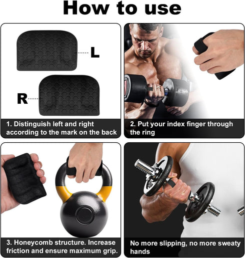 Gosknor 2pcs Anti-Slip Gym Grips, Silicone Weight Lifting Hand Protectors for Training Deadlift Pull-Up Dumbbell