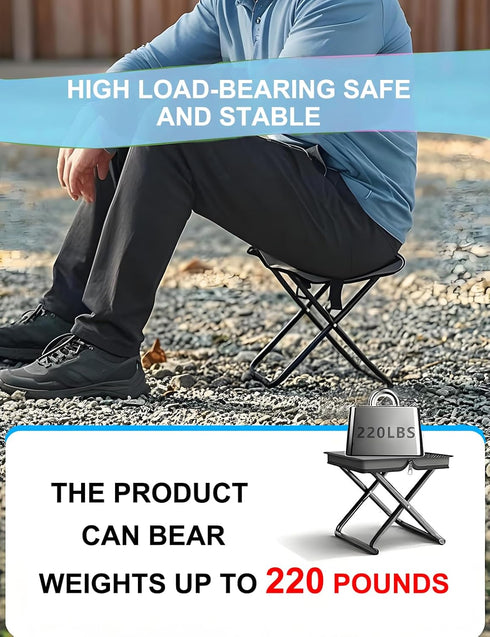 Generic 2-in-1 24x30x30cm, Portable Folding Stool with Crossbody Carry, Converts to Bag with Mesh Storage, Oxford