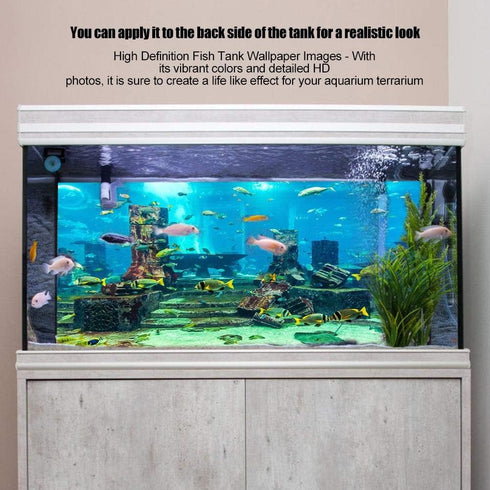 Fish Sticker Background, Aquarium Background PVC Coral Underwater Poster, Fish Wall Decorations Sticker (61 x 41cm)
