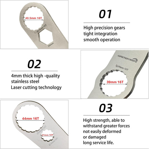 Multi-function Bottom Bracket Wrench, Suitable for BB Wrench in 39 40.5 44mm Outer Diameter, 16 Notch