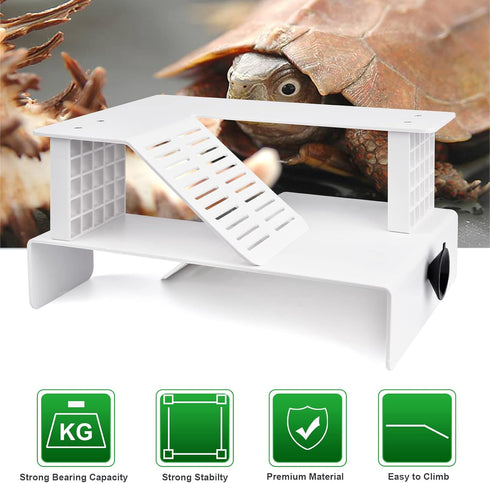 WEAVERBIRD Turtle Basking Platform, Double Decker Aquarium Sink Wharf, Climbing Shelf Turtle Tank Dock Floating Decor