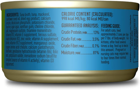 2.8 oz. (12 Count) Tiki Cat Luau Pt Wet Cat Food, Tuna & Mackerel, Cans