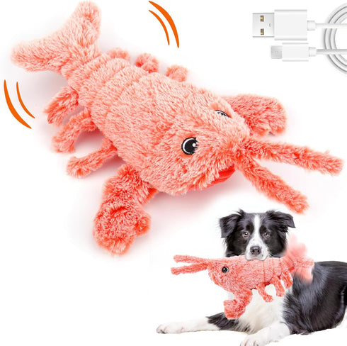 Mity rain Interactive Dog Toys, Wiggly Lobster Toy for Indoor & Outdoor, Rechargeable Floppy Plush Squeaky Dog Toys