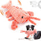 Mity rain Interactive Dog Toys, Wiggly Lobster Toy for Indoor & Outdoor, Rechargeable Floppy Plush Squeaky Dog Toys