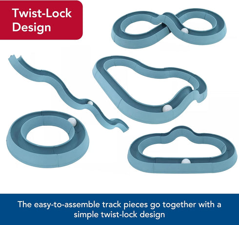 (1 Pack) Coastal Pet Turbo Track Cat Toy - Cat Ball Toy & Racetrack - Easy Assembly - Slate Blue