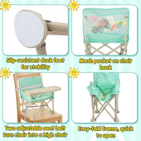 Toddler Beach Chair for Baby - Lightweight Kids Folding Camping Chair with Tray and Storage Bag, Easy to Clean, Safe