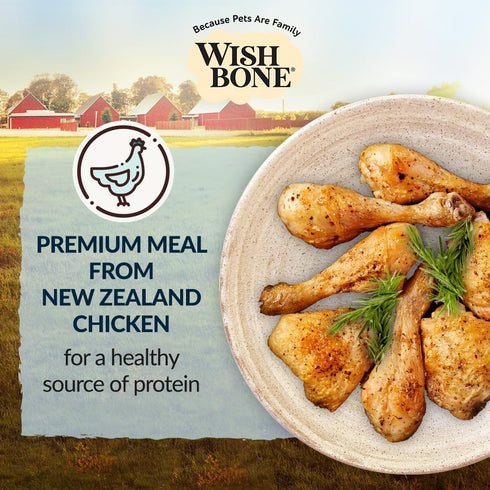 Wishbone Roost New Zealand Chicken, Gluten Free, Grain Free Dry Cat Food - Premium Chicken Recipe for Overall Pet