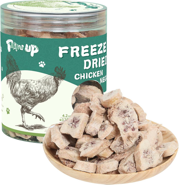 PAWUP Freeze Dried Chicken Necks Dog Treats, Single Ingredient Chicken Neck Chews,