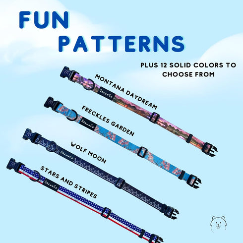 ShawnCo Dream Walk Adjustable Dog Collar, Comfortable Pet Collar for All Dog Sizes, Oceanic Blue